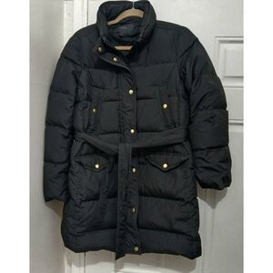 J.crew womens petite large black down puffer jacket nylon black label